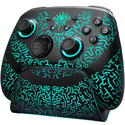 Front. Dazzling Pops - controller with charging dock switch2 oled steam deck pc hall effect joysticks luminex control led colors - Switch Controller with Charging Dock.