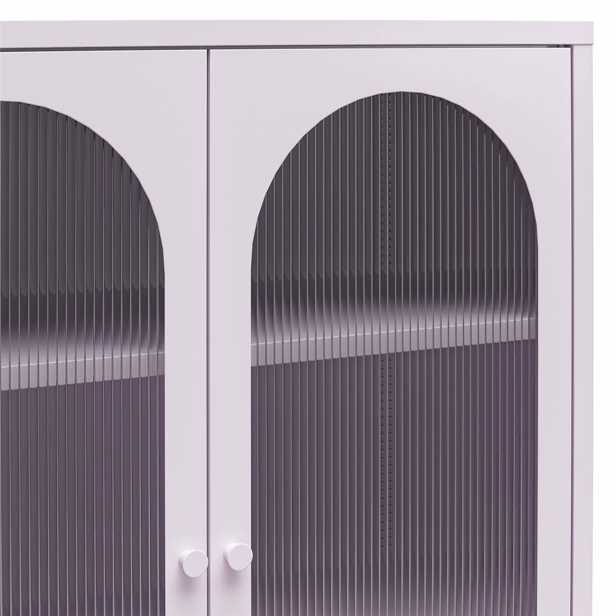 Alt View 7. Aukfa - Short 2-Door Metal Accent Cabinet - Fluted Glass Doors, 3 Shelves (2 Adjustable), 31.5"W x 40"H - Purple.