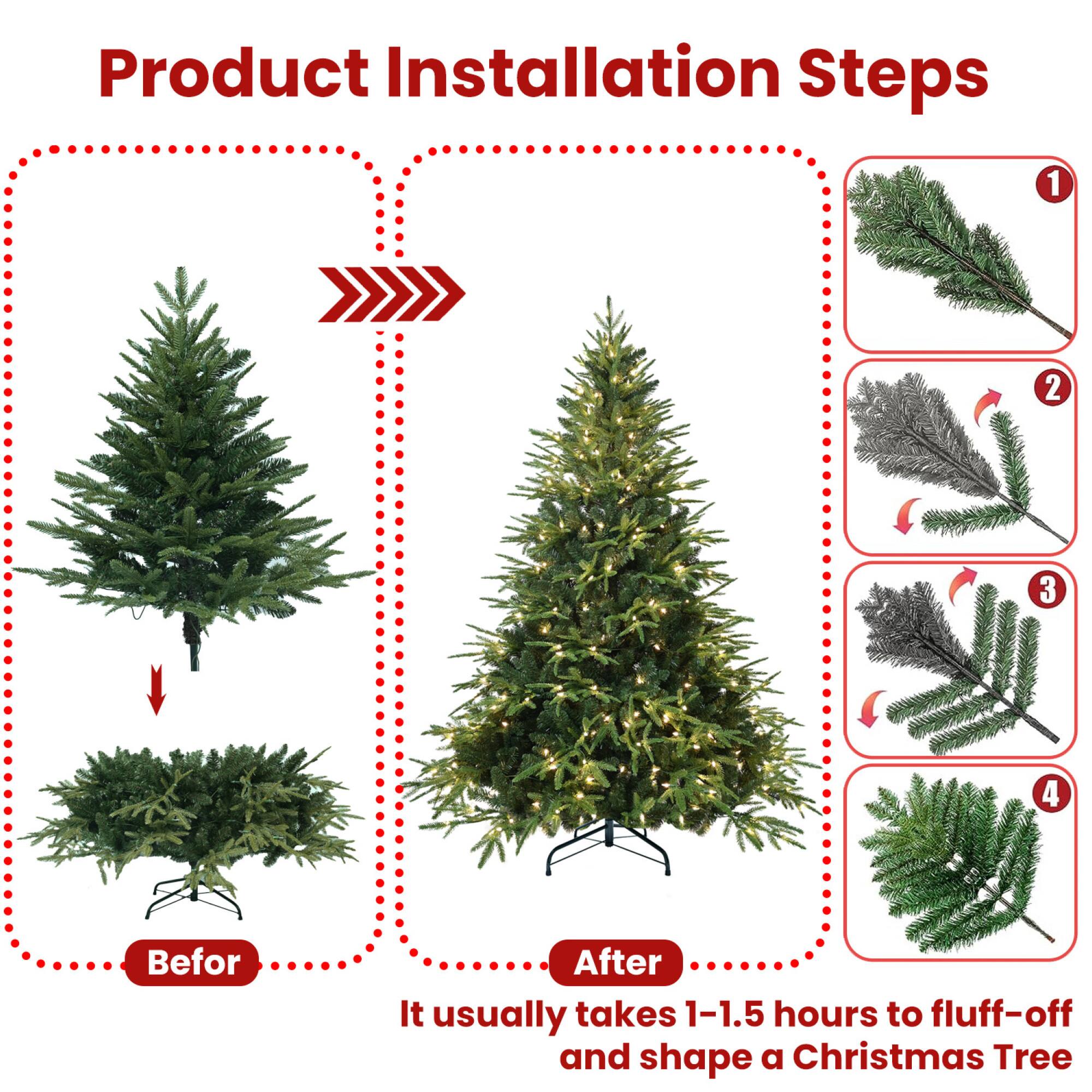 Product Installation Steps

Before After

It usually takes 1-1.5 hours to fluff-off and shape a Christmas Tree

1
2
3
4