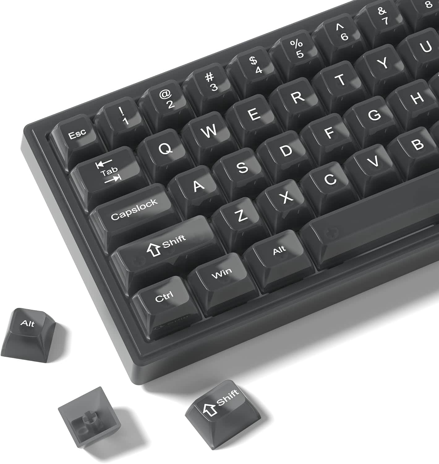 Womier - Cute Jelly Keycaps , Transparent Clear Custom Key Cap Set for All US Layout Cherry MX, Mechanical Keyboards - Gray