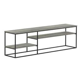 FurniFact - French Oak Grey Wood TV Stand for Up to 78-Inch Screens with Storage Space - Gold