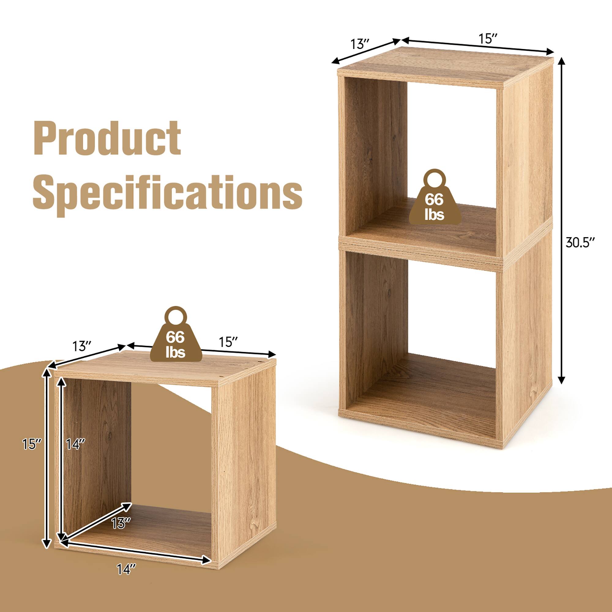 Product Specifications:

* Size: 13" x 15" x 15"
* Weight: 66 lbs
* Material: Wood
* Measurements: 30.5" x 13" x 14"