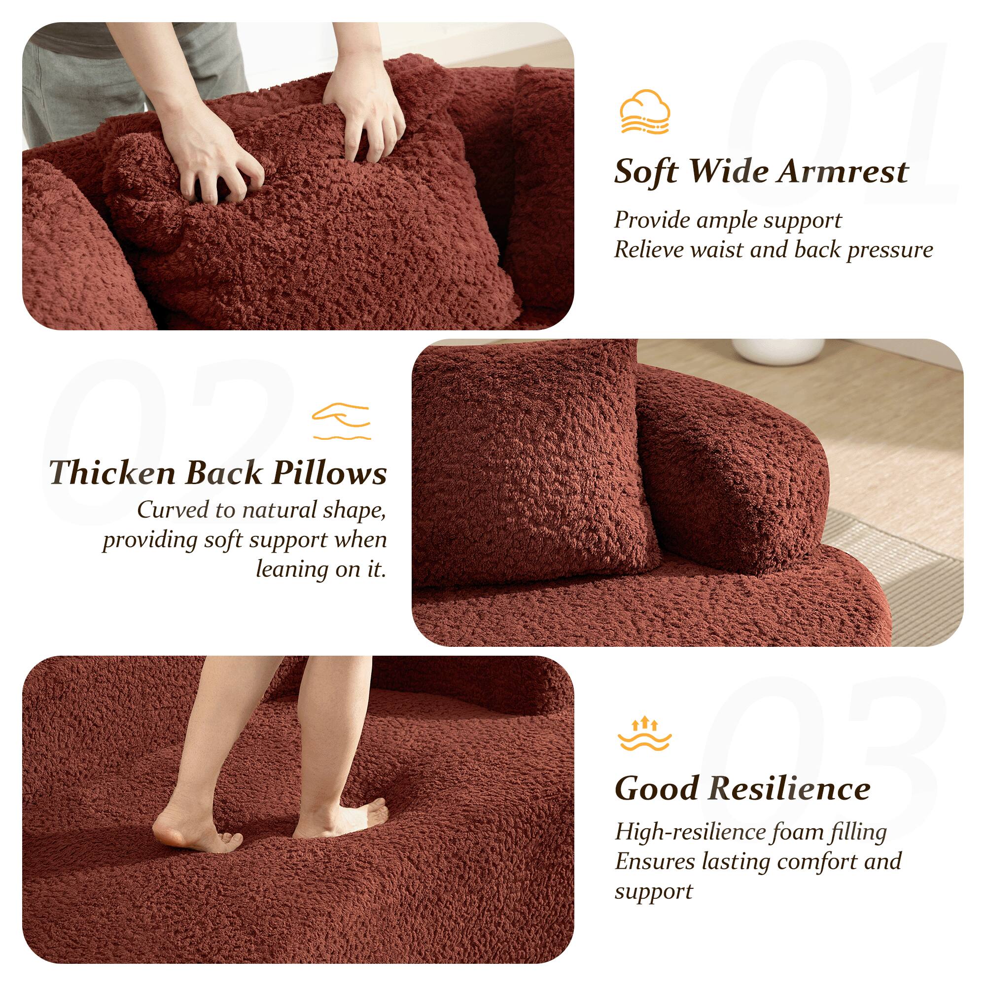 - Thicken Curved Back to natural Pillows shape, providing soft support when leaning on it.
- Soft Wide Armrest Provide ample support Relieve waist and back pressure
- Good High-resilience Resilience foam filling Ensures lasting comfort and support