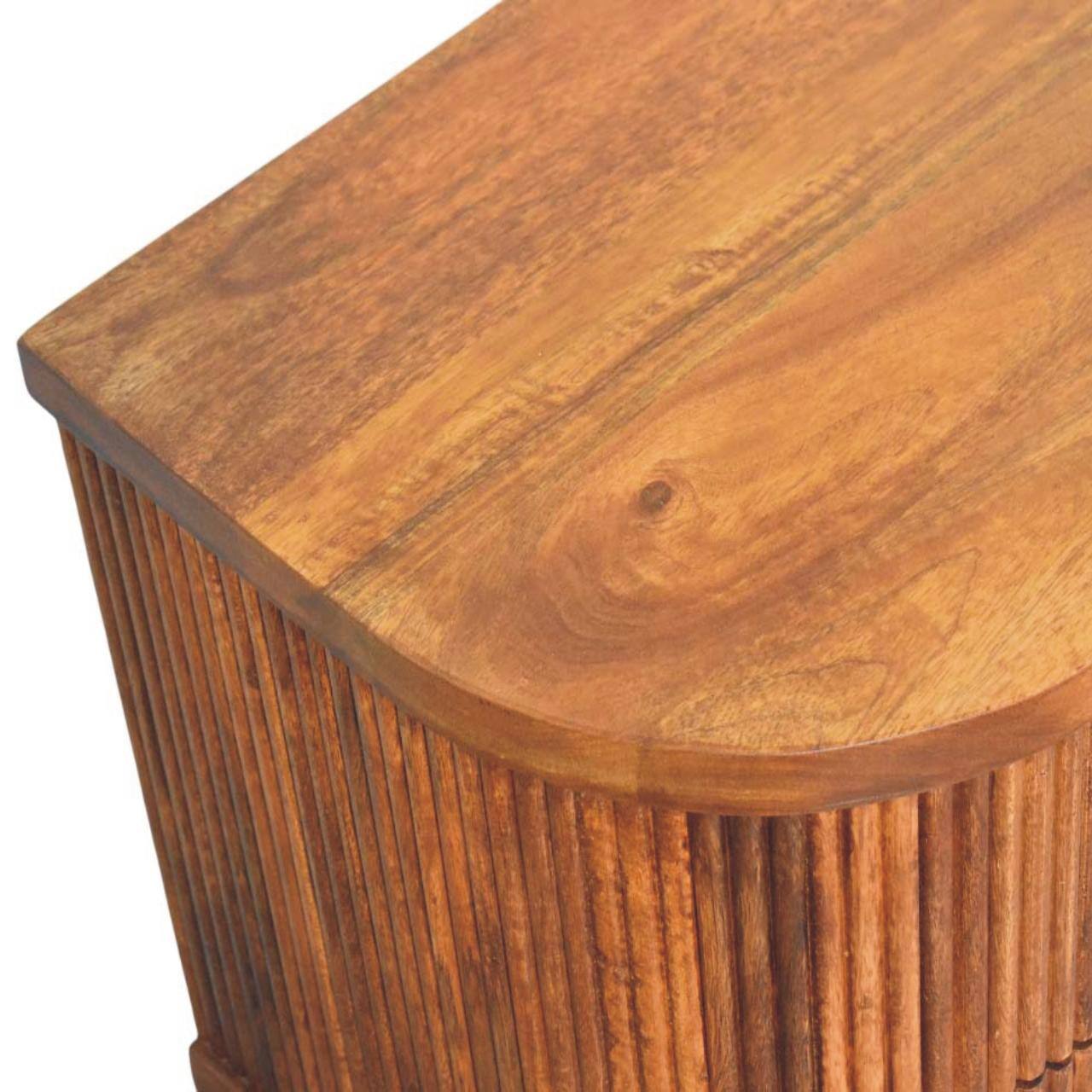 Alt View 1. Artisan Furniture - Artisan Furniture Solid Wood Ribbed Bedside with Brass Accents, 2 Drawers, Brown - Brown.