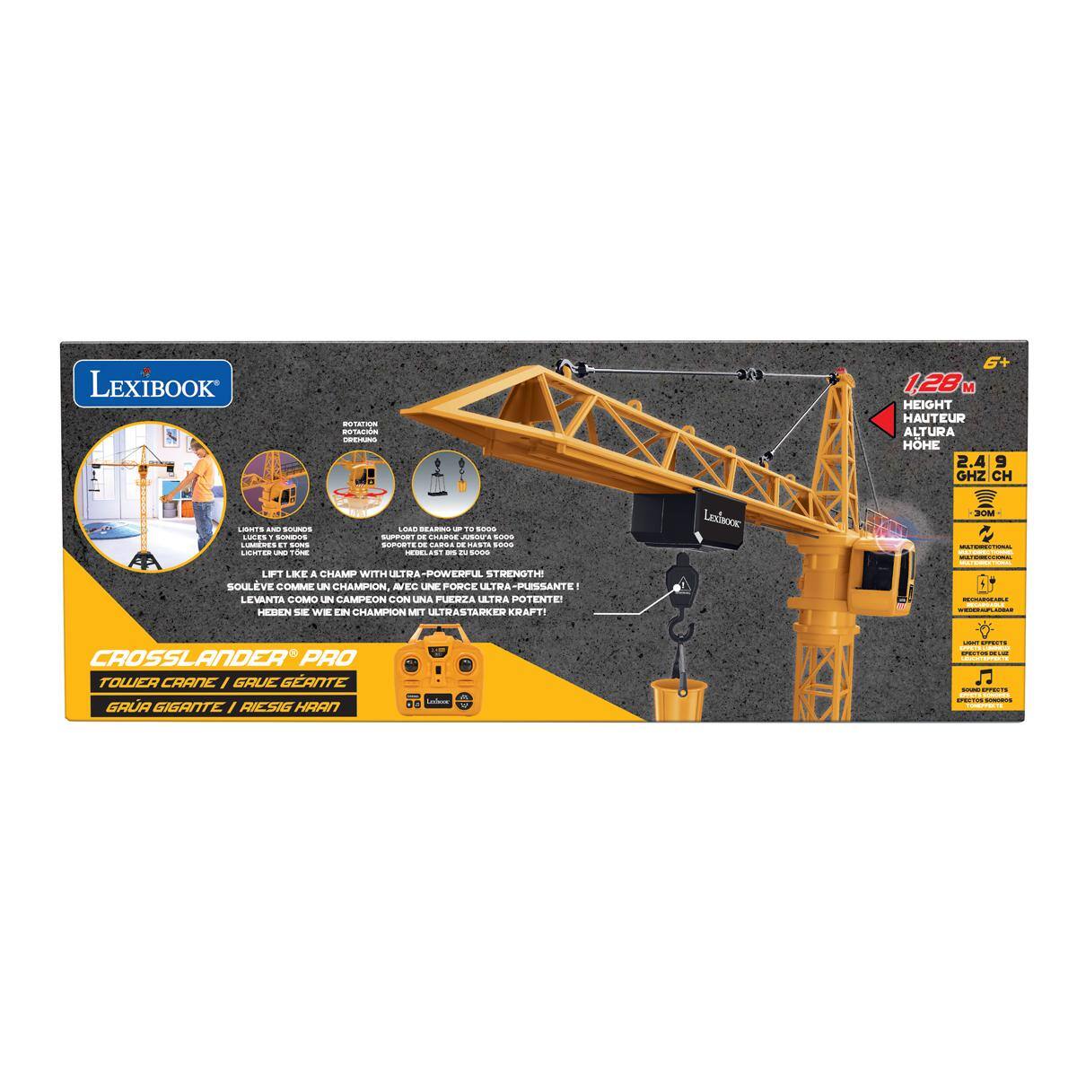 LEXIBOOK n - - 6+ 1.28 HEIGHT HAUTEUR ALTURA HOHE 2.4 9 GHZ CH Latas - -UES .IC. - LOMERES T SOmE IUTE - 1o LOAD A - - SOS - - CMARGE AMIANA - nTE - . - ... $000 OA - - - LexBooe p LFFT LIKE A CHAMP WITH ULTRA POWERFUL STRENGTH SOULEVE COMME UN CHAMPION WEC LINE FORCE LTRA PUSSANTE - LEVANTA COMO UN CAMPEON CON UNA FUERZA ULTRA POTENTE HESSEN SE WE IN CHAMPION MIT ULTRASTARKES KRAFTI CROSSLANDER PRO TOWER CRANE / GRUE GEANTE / GRAUA GIGANTE / RIESIG HRAN