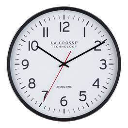 La Crosse Technology - 11.8 Inch Atomic Metal Analog Wall Clock - Black