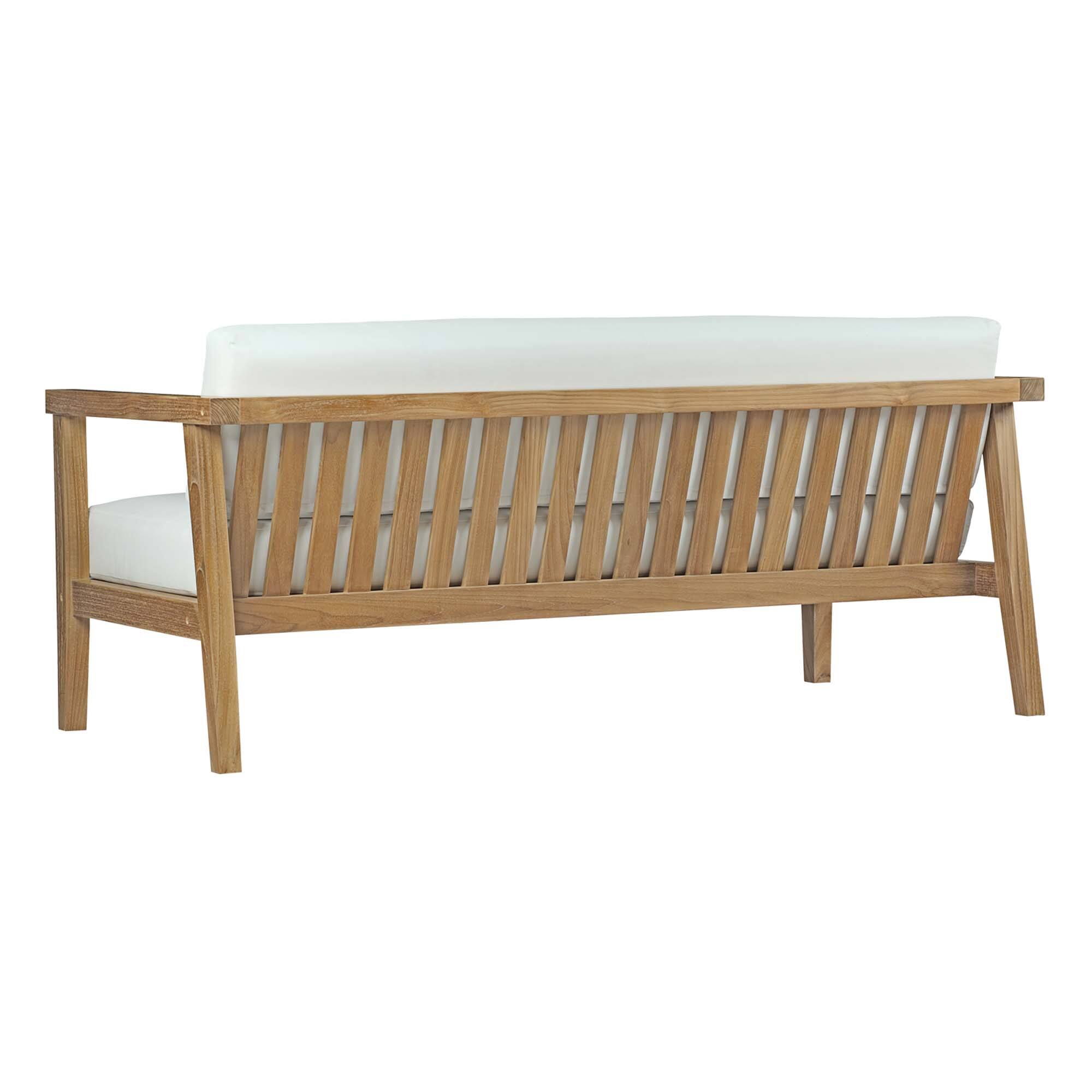 Alt View 1. Modway - Bayport 5-Piece Teak Outdoor Patio Set, Solid Teak, Weather-Resistant Cushions - Natural White.