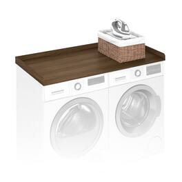 Furinno - RAVEL Washer Dryer Countertop with Edge Rails, Anti Slip Pads, Washer and Dryer Topper, 27.5 D x 54 W - Modern Walnut