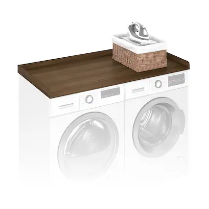 Front. Furinno - RAVEL Washer Dryer Countertop with Edge Rails, Anti Slip Pads, Washer and Dryer Topper, 27.5 D x 54 W - Modern Walnut.