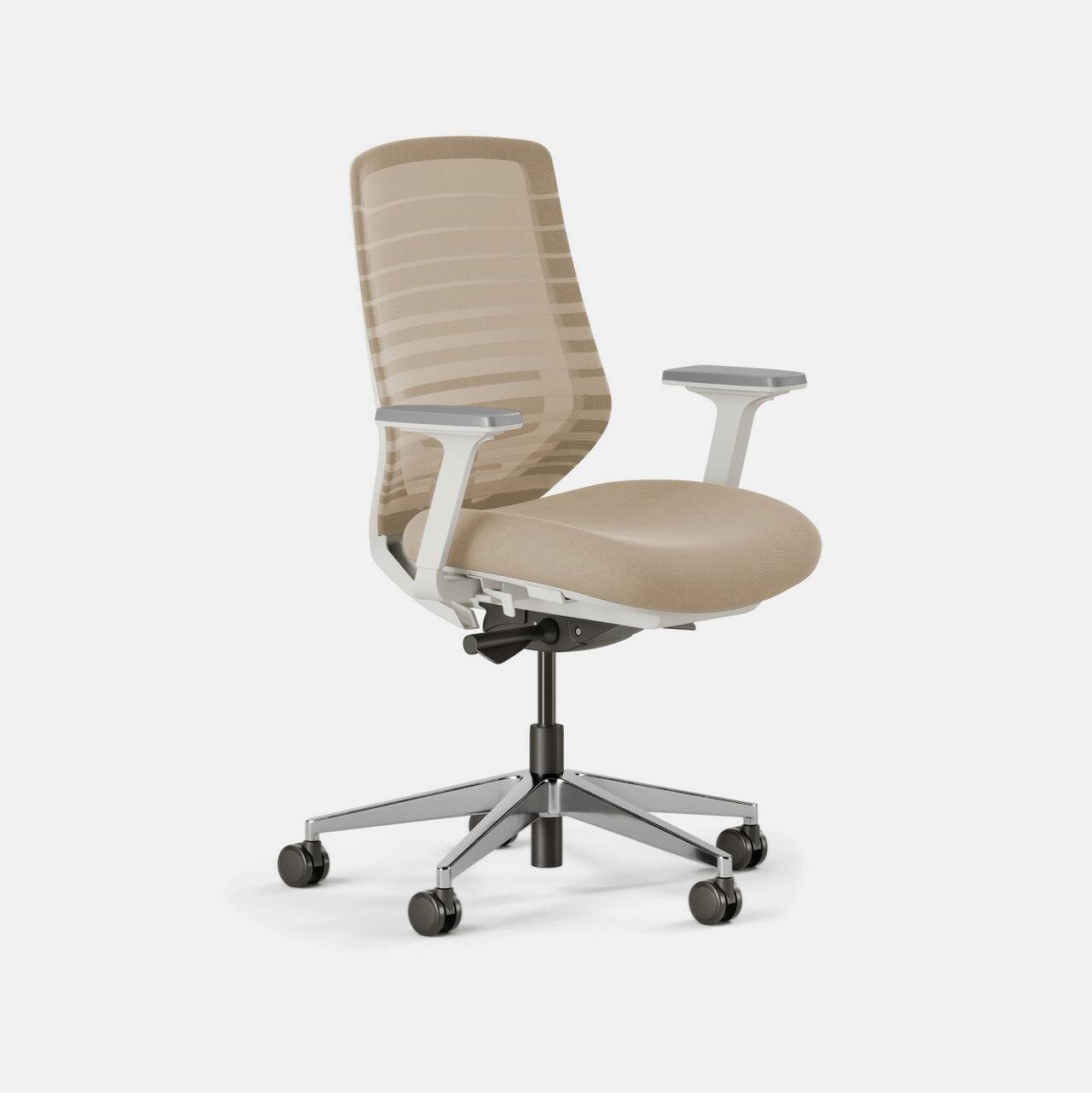 Angle. Branch Furniture - Branch Ergonomic Chair – Adjustable Office Chair for All-Day Comfort with Lumbar Support and Recycled Mesh Back - Sand.