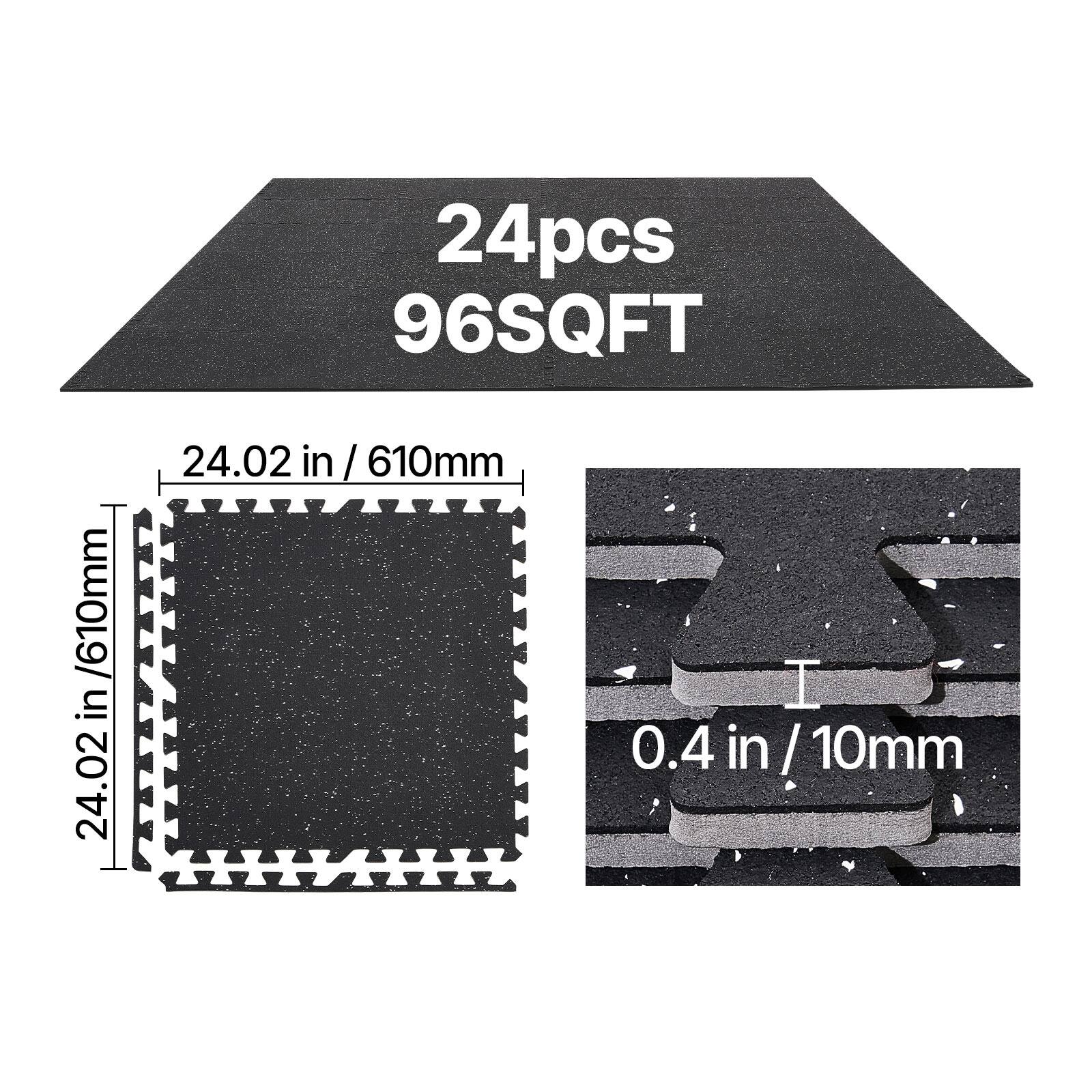 24pcs 96SQFT  
24.02 in / 610mm  
0.4 in / 10mm