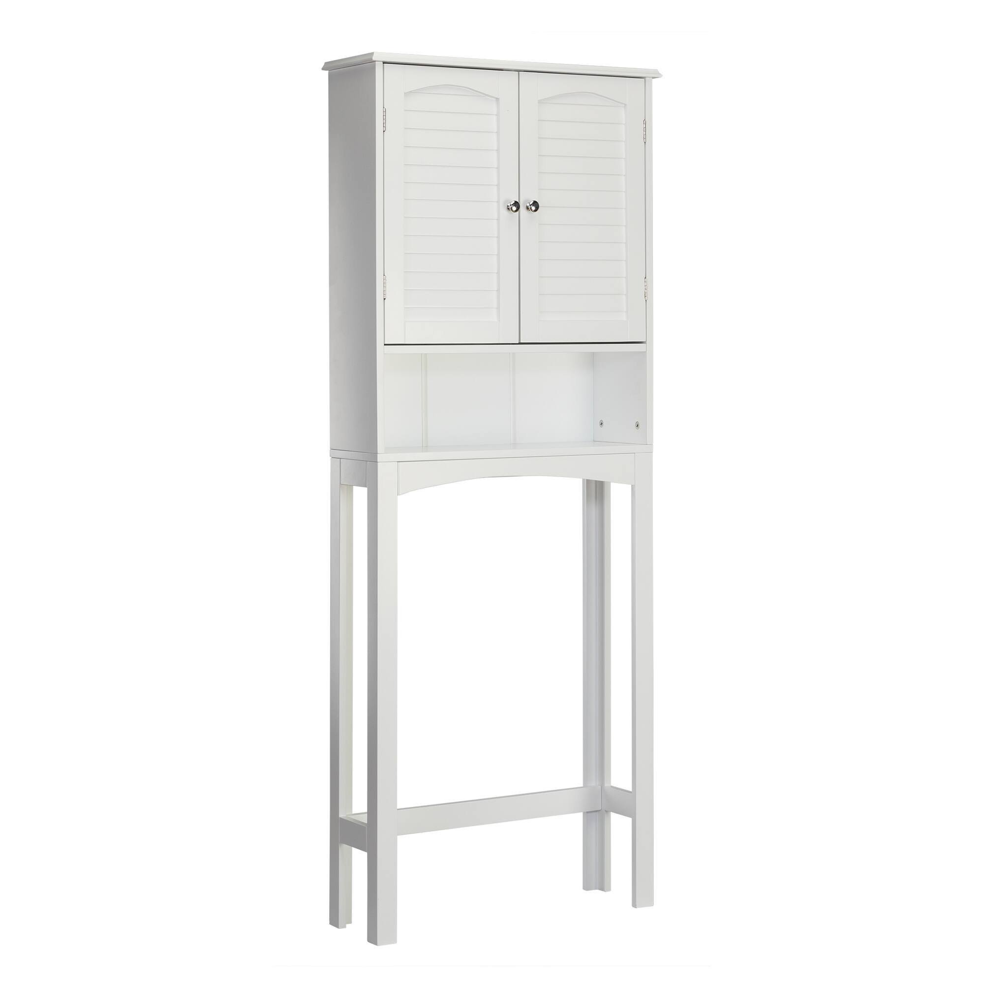Front. Teamson Home - Louis Over-the-Toilet Cabinet with Fixed Exterior Shelf - White.