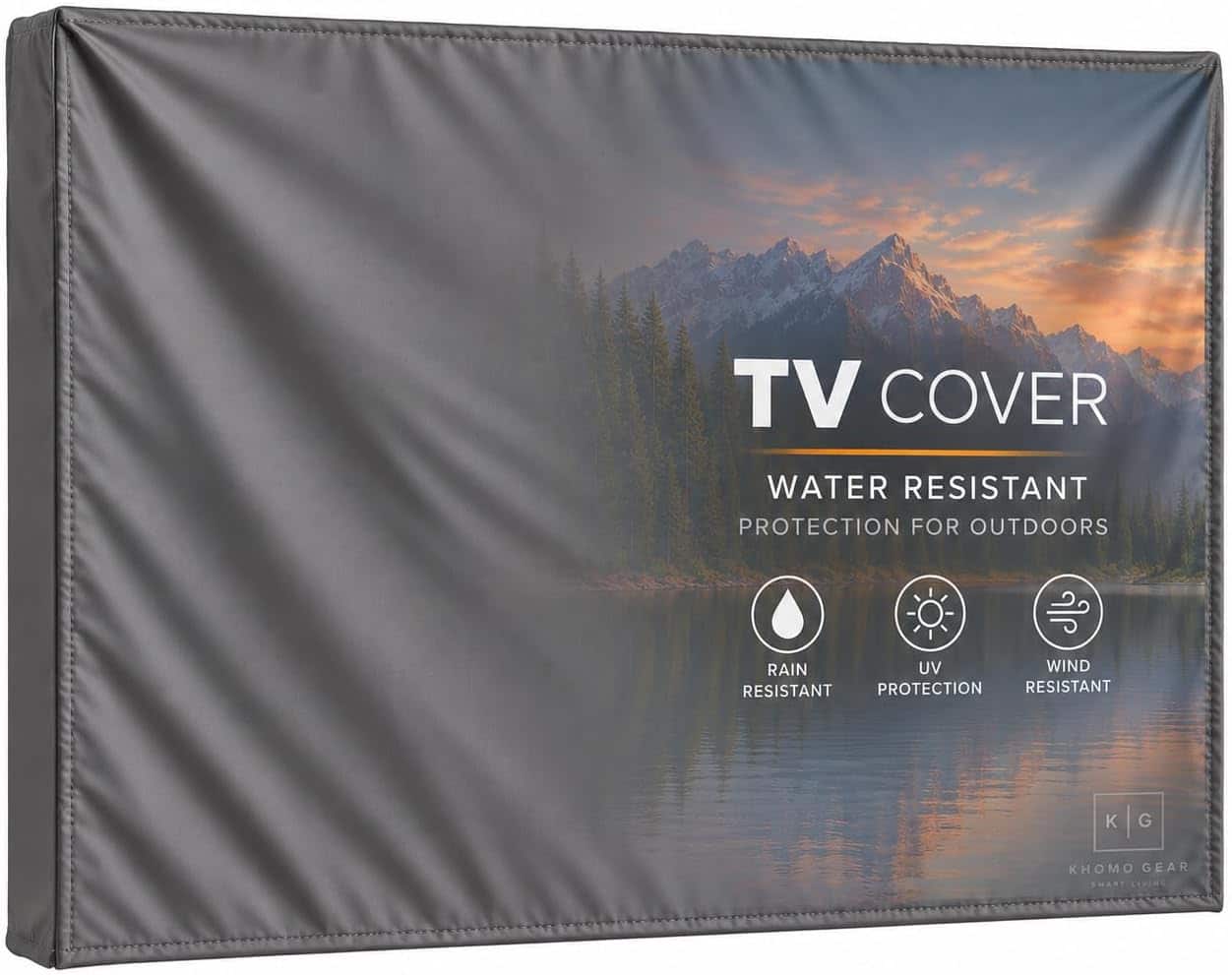 KHOMO GEAR - Outdoor TV Cover - Heavy Duty, Water Resistant Protector for Flat Screen TVs with Remote Pocket - Fits 50-52 Inch TV - Gray