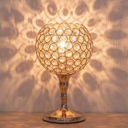 Oumilen - Gilded Sphere K9 Crystal Accent Table Lamp, Luxury Lighting for Bedroom Living Room Vanity