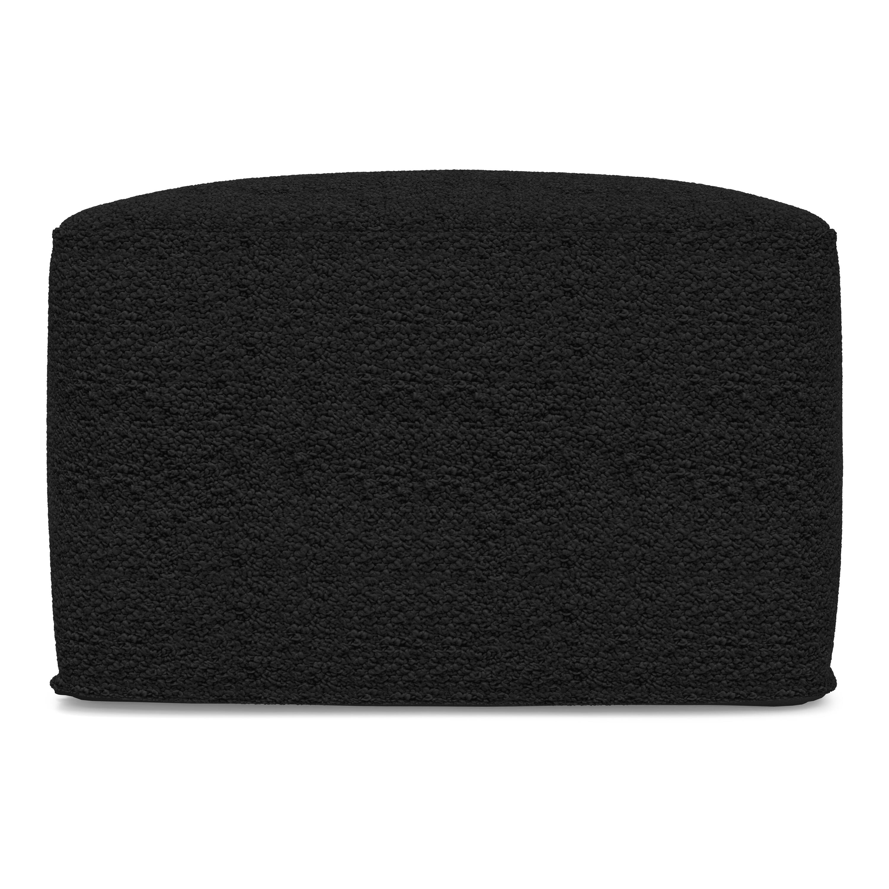 Left. Simpli Home - Chantal 24 inch Wide Contemporary Pouf in Black Boucle Fabric - Black.