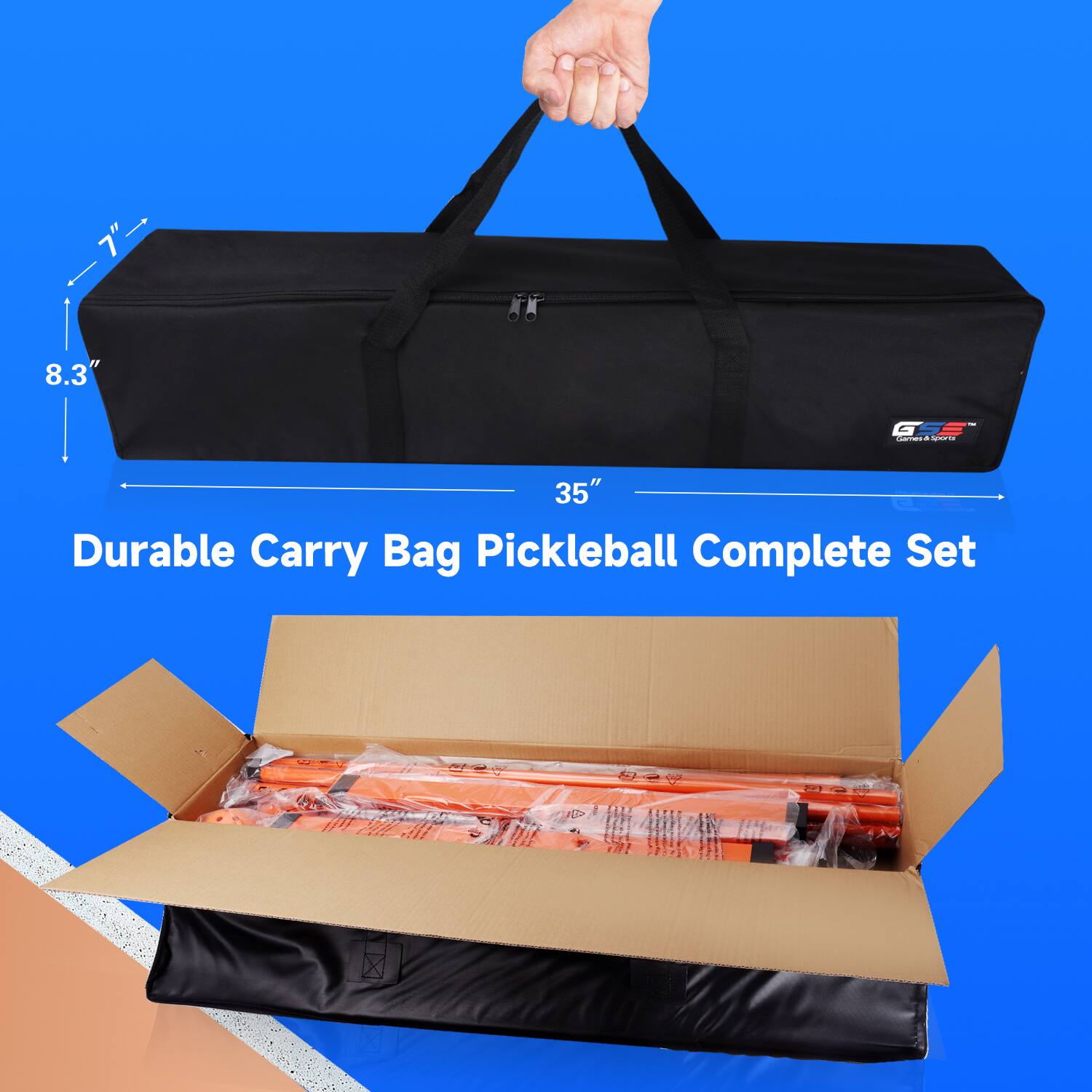 8.3" 35" Durable Carry Bag Pickleball Complete Set