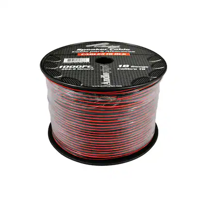 A Speaker Cable Cebile Bar Aftevoe CABLER ... BLK . aid 1000FC 18 Gauge 2048 Meter a Callbre .. Audio www.audiopipe.com