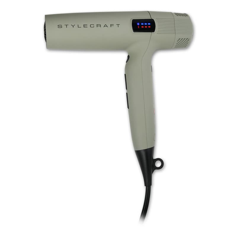 StyleCraft - Hair Dryer Professional Lightweight with 2 Concentrator Nozzles, 1 Diffuser - Sage