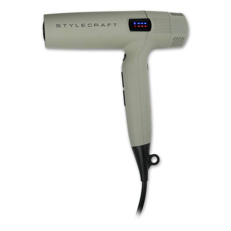 Front. StyleCraft - Sage Hair Dryer Professional Lightweight with 2 Concentrator Nozzles, 1 Diffuser - Sage.