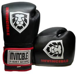 Amber Sporting Goods - Invincible Fight Gear Punching Gloves, Sparring, Fighting Mitt Work for Kickboxing, MMA, Thai Pad, 12oz - Black
