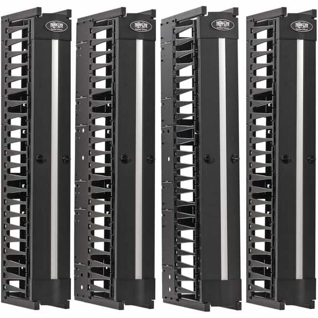 Eaton Tripp Lite Series High-Capacity Vertical Cable Manager - Deep Double Finger Duct with Cover, Double Sided, 6 in - Black