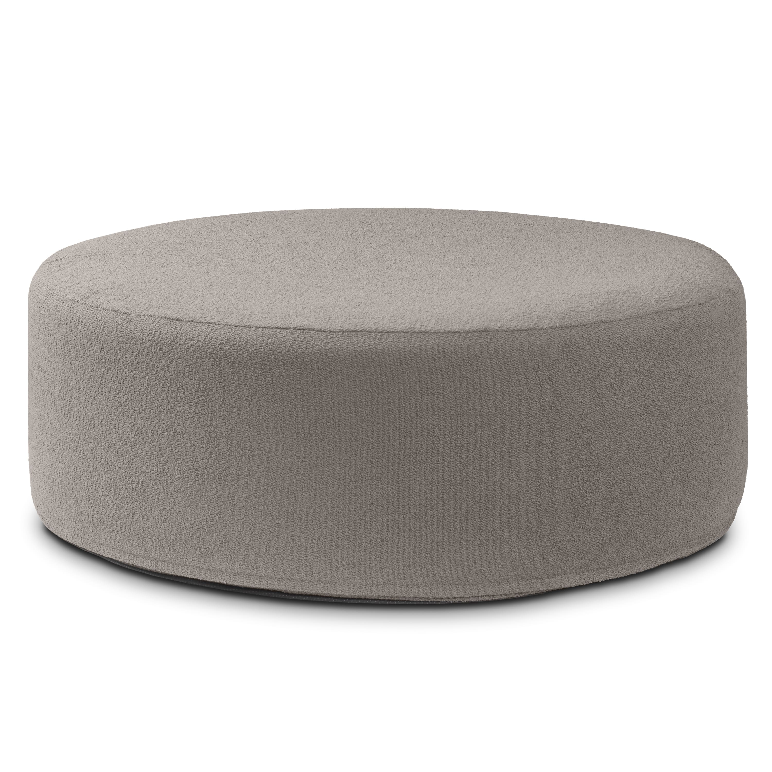 Jaxx - Candler Round Couch Oversized Giant Coffee Table Ottoman 44”, Boucle Dark Grey - Boucle Dk Grey
