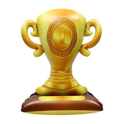 Front. ESBANY - 4D Giant Trophy Standing Balloon Gold Champion Foil Balloons,First Prize Balloon for Sports Party Supplies Basketball - Yellow.