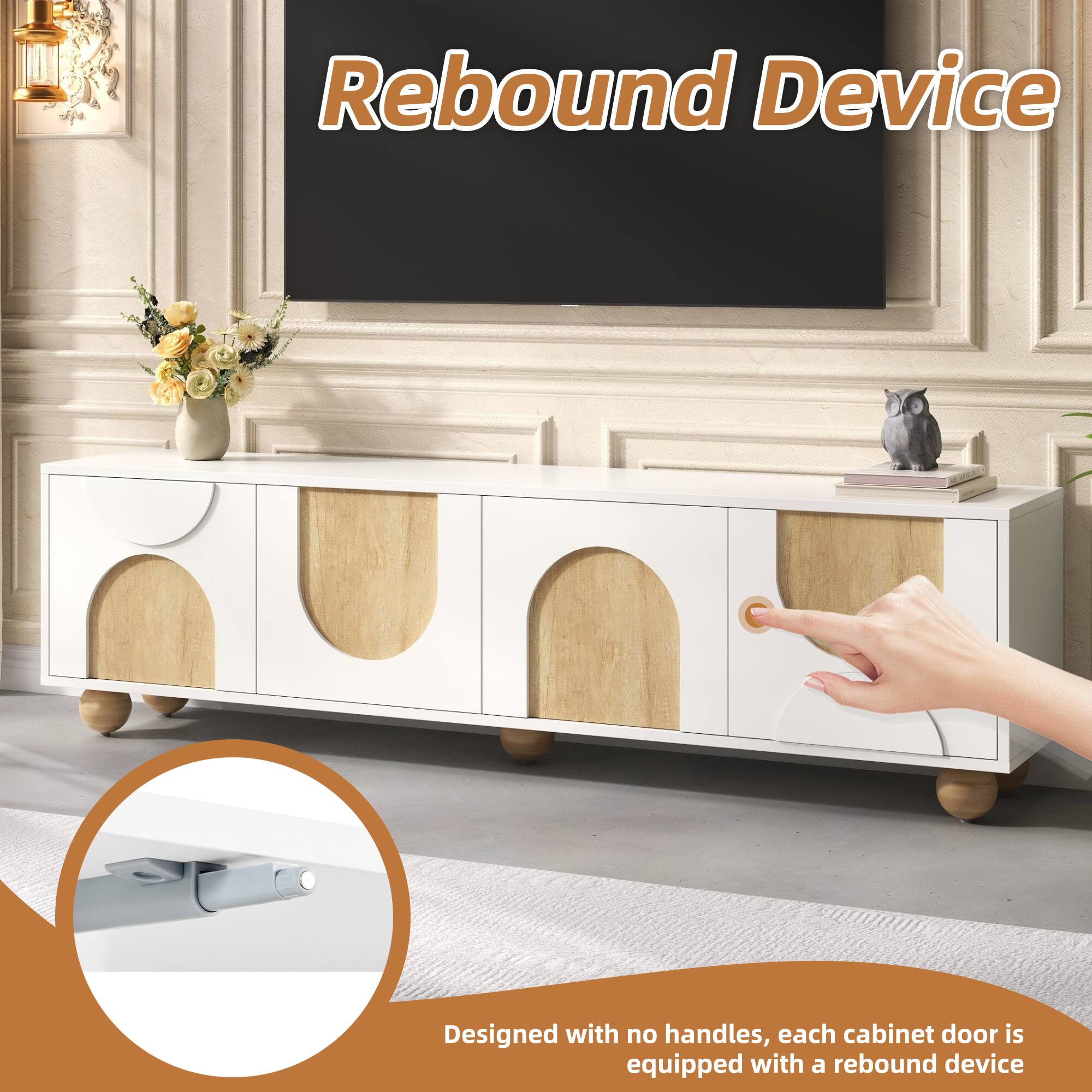 Rebound Device

Designed with no handles, each cabinet door is equipped with a rebound device