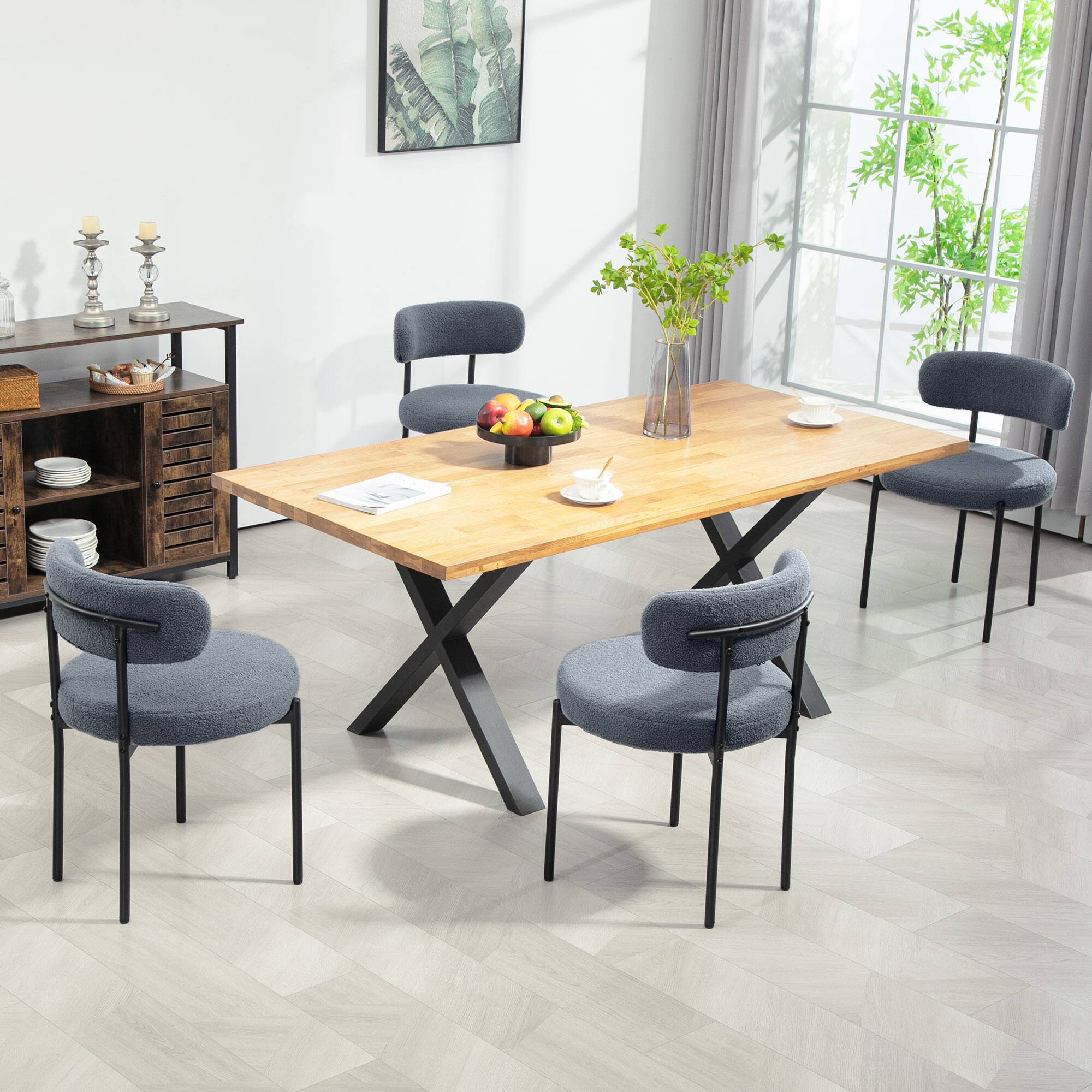 Alt View 1. Homcom - Modern Upholstered Kitchen Chairs - Gray.