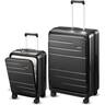 LUGGEX - 20"/28" 2-Piece Luggage Set, FLO Expandable Polycarbonate Hard Shell Suitcase Sets with Front Pocket - FX-Core - Black
