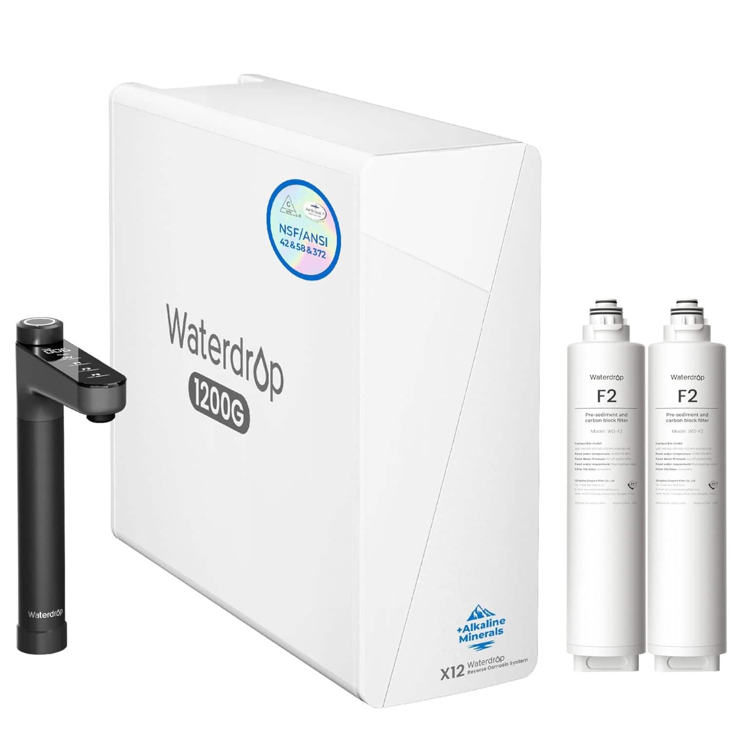 Waterdrop - X12-WAB Alkaline Mineral Reverse Osmosis System, Black Faucet, EXTRA 2 F2 Filters price history on PriceWatchPro