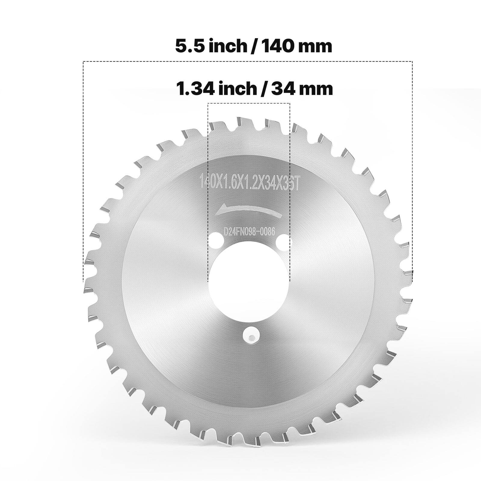 5.5 inch / 140 mm  
1.34 inch / 34 mm  
140X1.6X1.2X34X35T  
D24FN098-0086