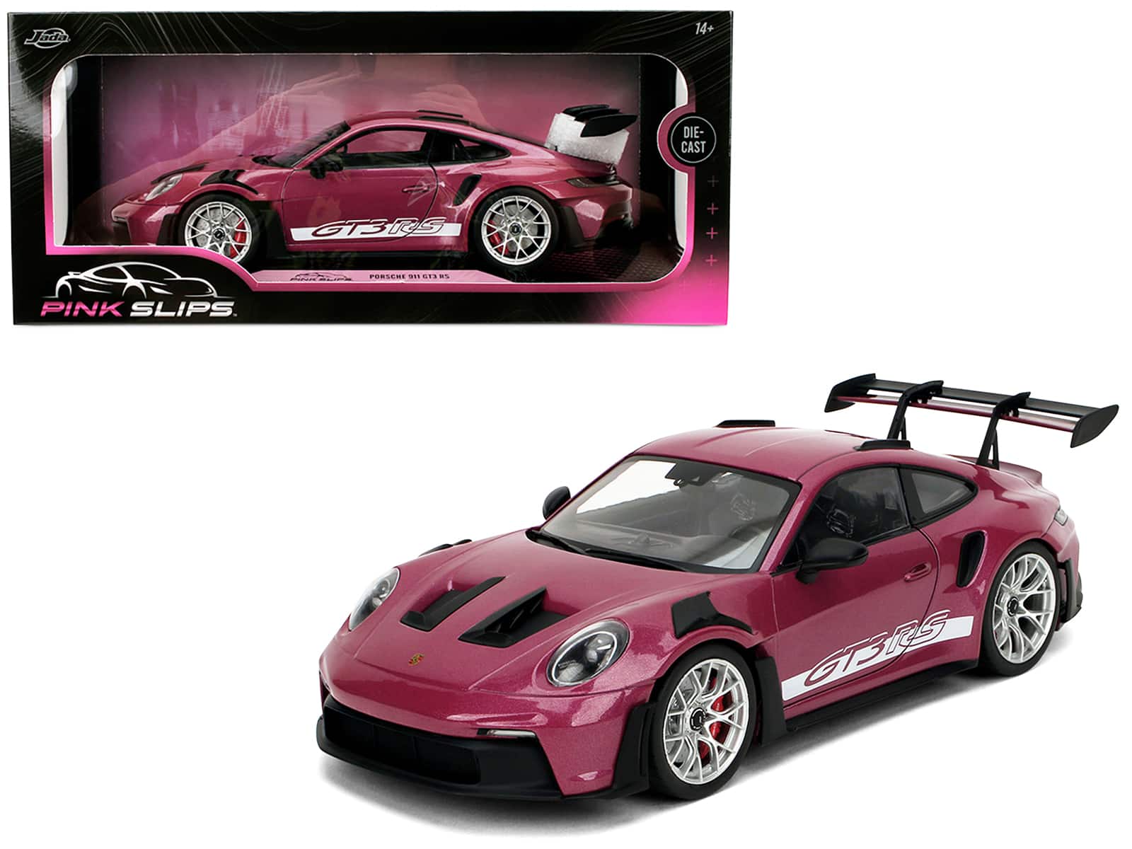 "Porsche 911 GT3 RS Red Violet Metallic with White Stripes ""Pink Slips"" Series 1/18 Diecast Model Car by Jada" price history on PriceWatchPro