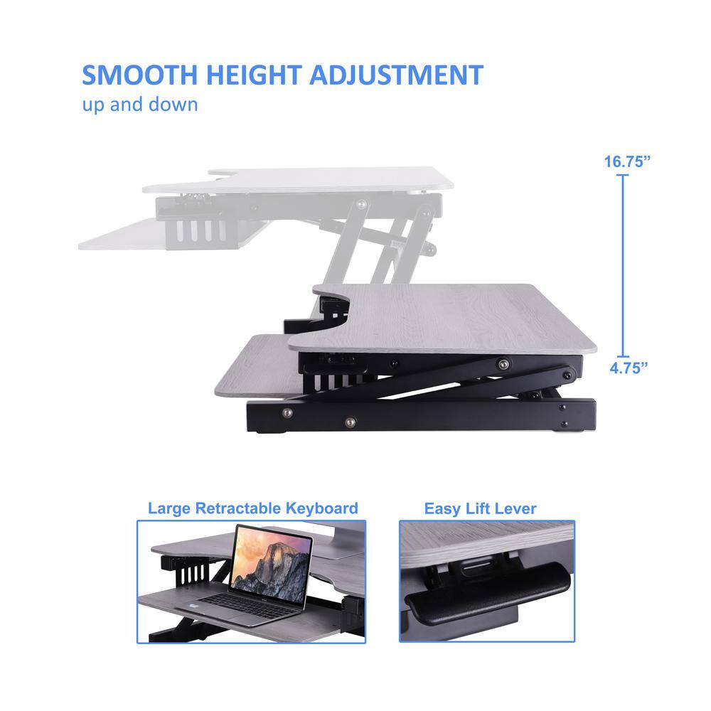 SMOOTH HEIGHT ADJUSTMENT  
up and down  

16.75"  
4.75"  

Large Retractable Keyboard  
Easy Lift Lever