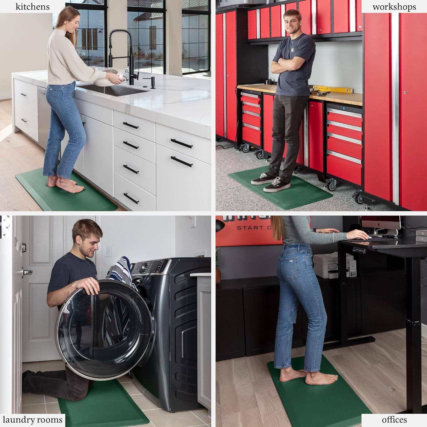 - kitchens
- workshops
- laundry rooms
- offices