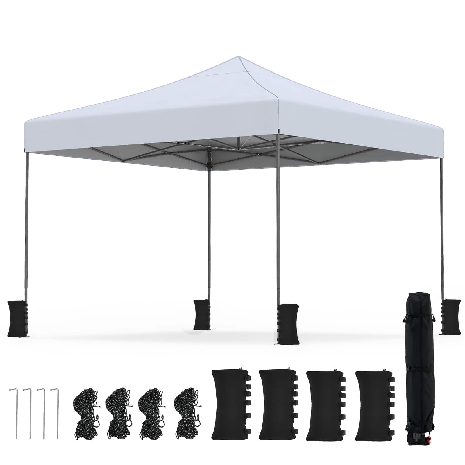 Costway - Pop up Canopy Tent, Heavy-duty Easy Setup Gazebo Shelter with Wheeled Bags - White