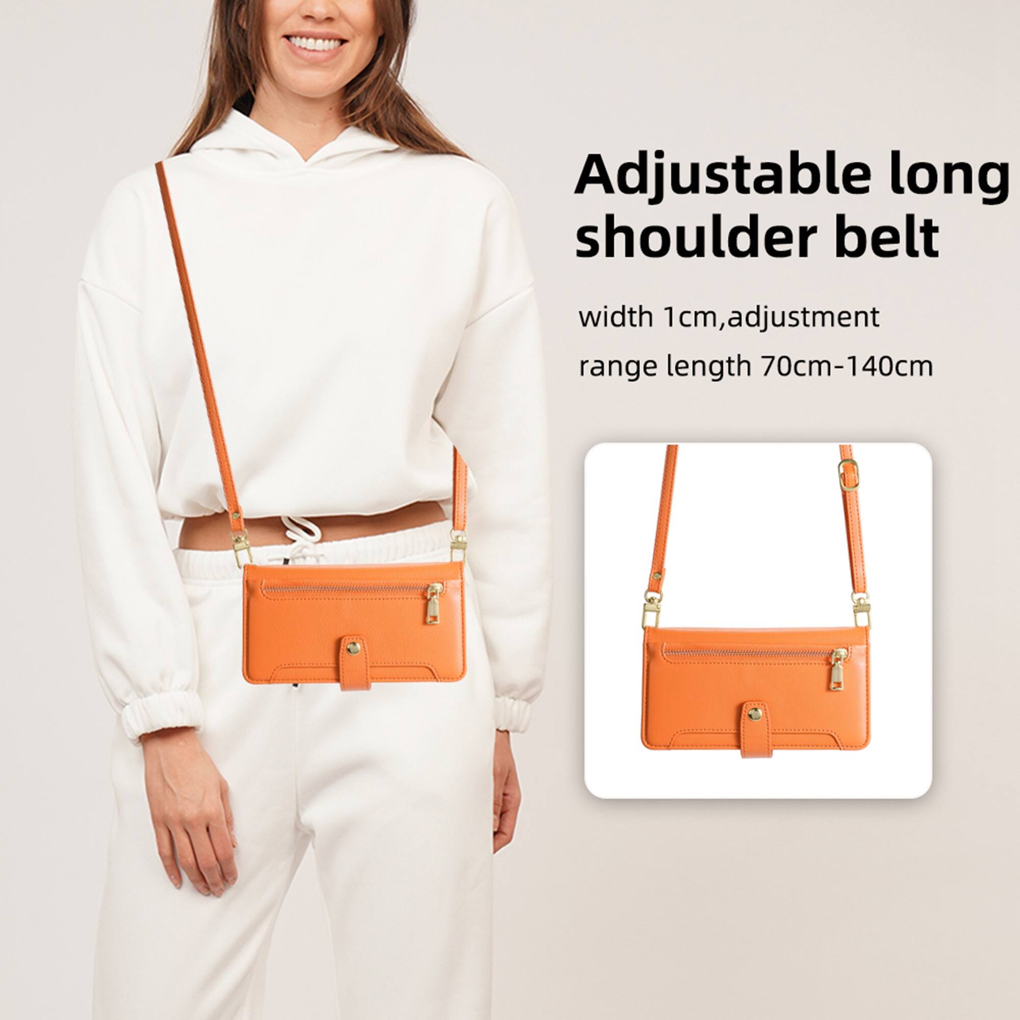 Adjustable long shoulder belt  
width 1cm, adjustment range length 70cm-140cm