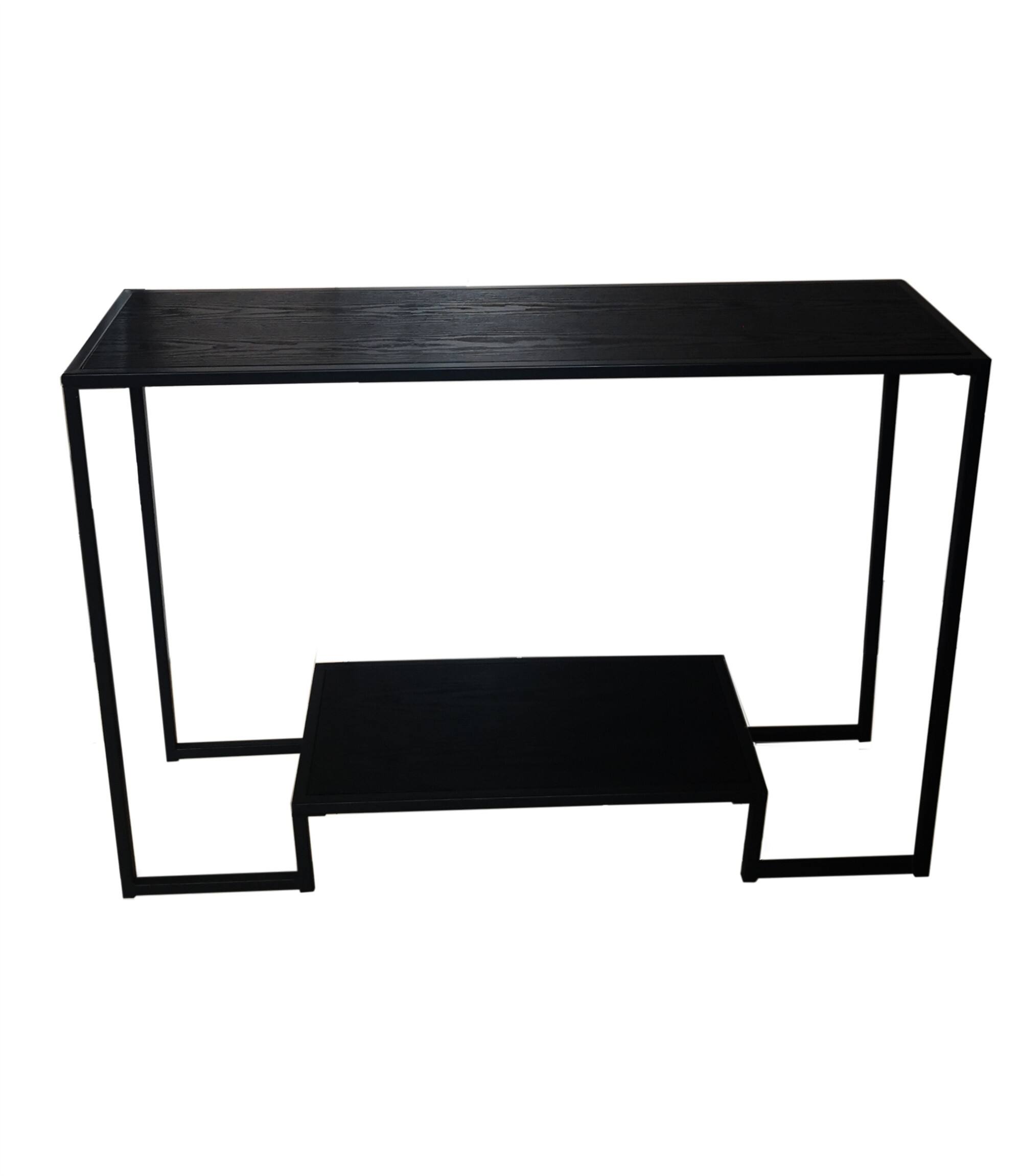 Alt View 2. Kings Brand Furniture - Kings Brand Furniture – Vidal Modern Metal/Wood Console Sofa Table with Storage Shelf - Black.