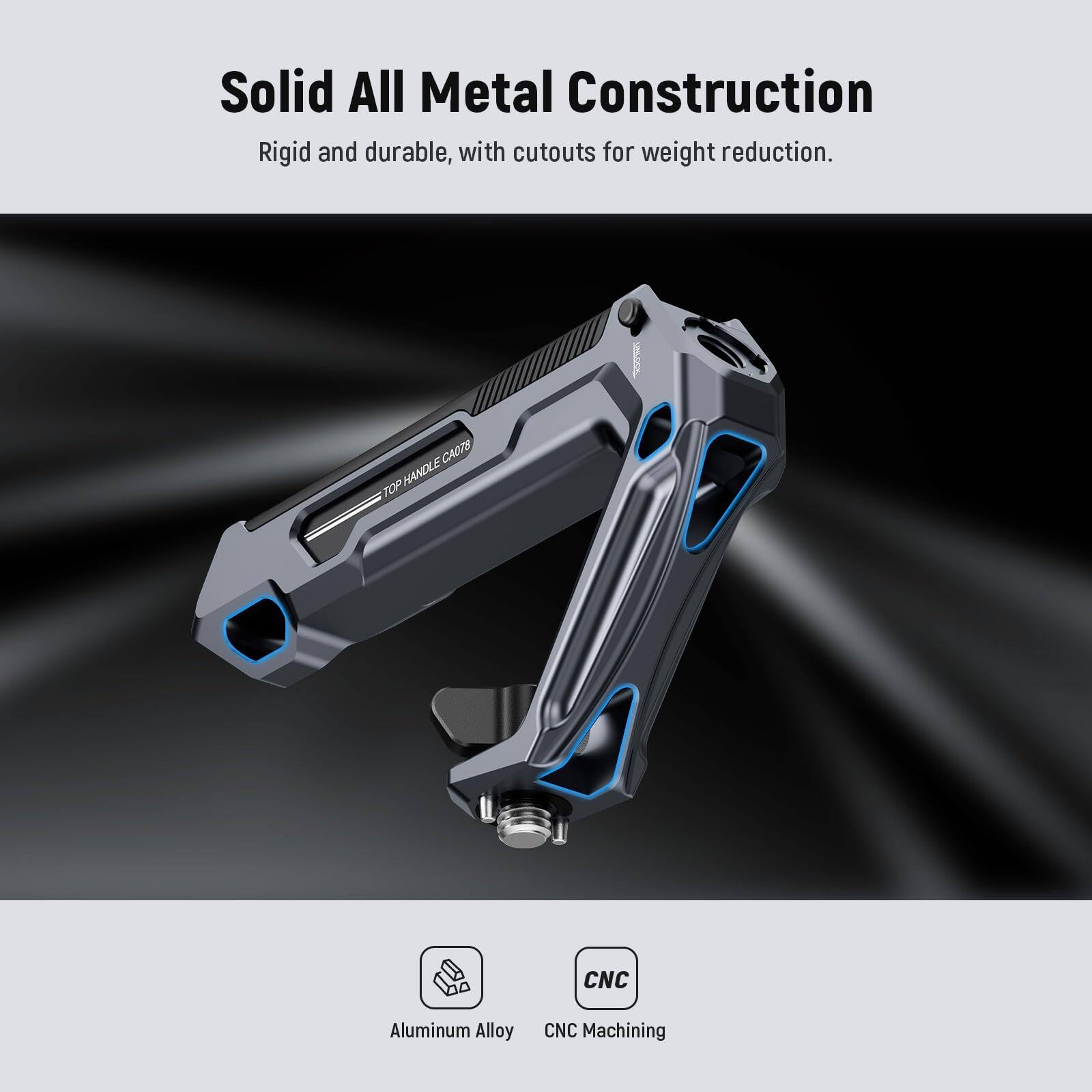 Solid All Metal Construction  
Rigid and durable, with cutouts for weight reduction.  

CADTS HANDLE TOP CNC Aluminum Alloy CNC Machining