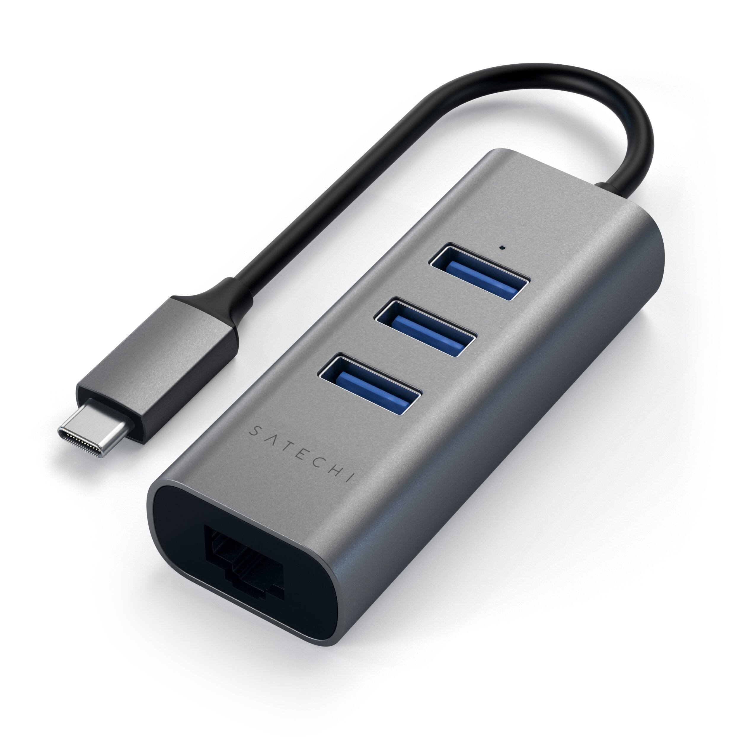 Angle. Satechi - Type-C 2-in-1 USB Hub with Ethernet - Space Gray.