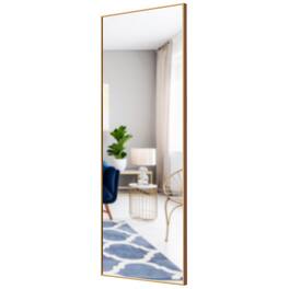 Costway - 59"Full Length Body Mirror Aluminum Frame Leaning Hanging Dressing Mirror - Gold