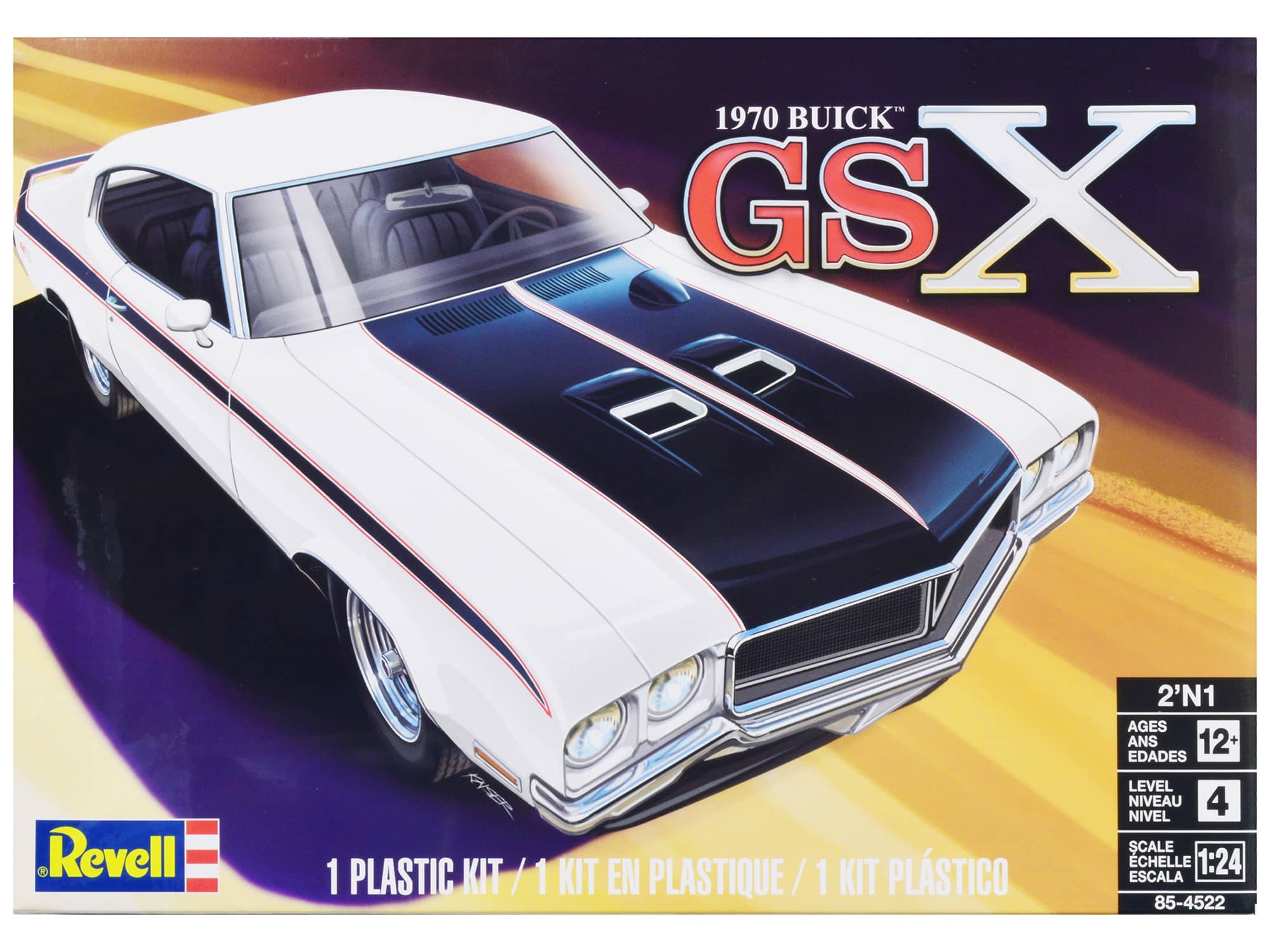 Level 4 Model Kit 1970 Buick GSX 2-in-1 Kit 1/24 Scale Model by Revell - White