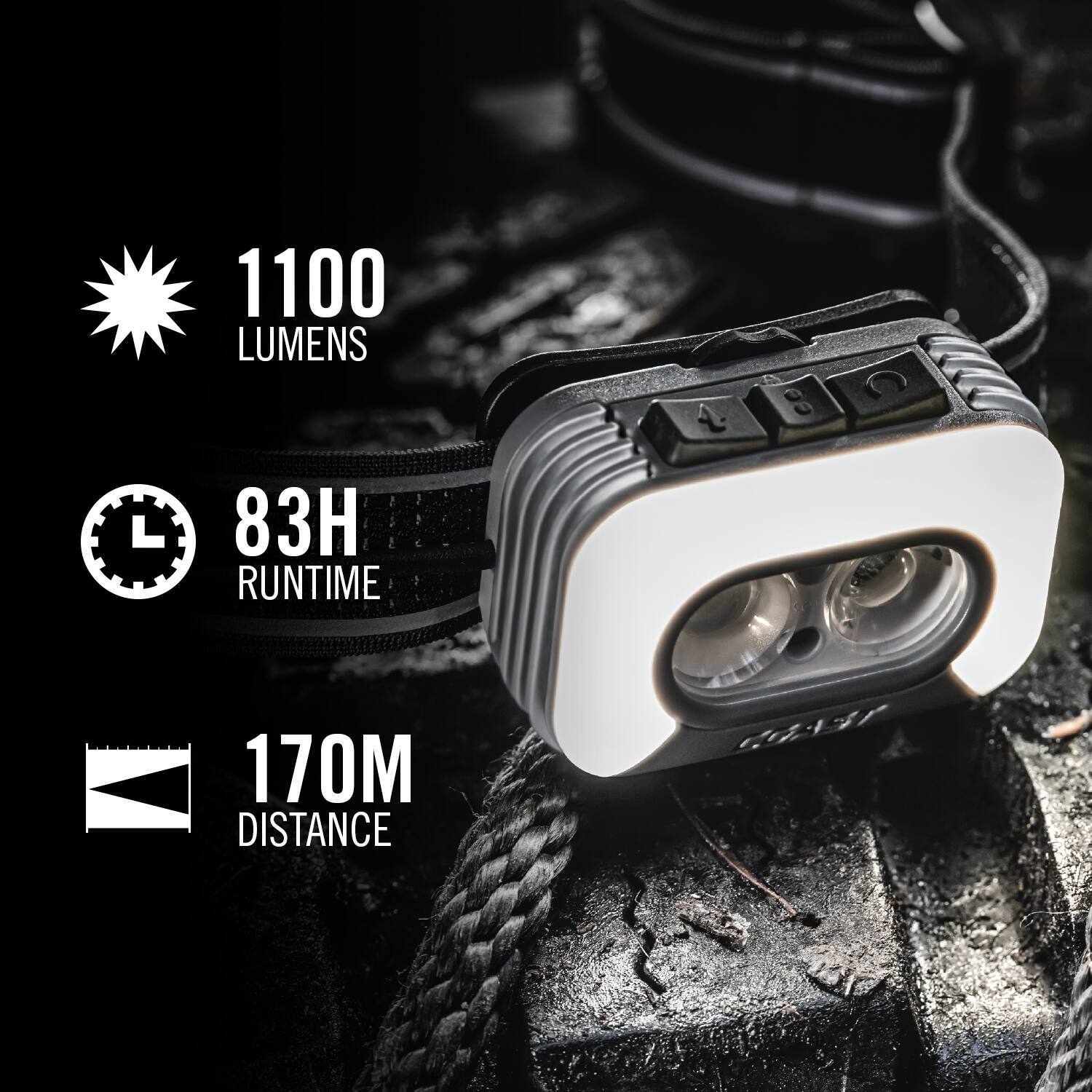 1100 LUMENS  
83H RUNTIME  
170M DISTANCE