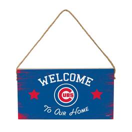 Evergreen Enterprises - Chicago Cubs 6" x 11" Welcome Home Wood Wall Sign with Rope Hanger - Multicolor