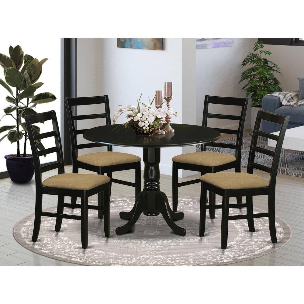 Back. East West Furniture - DLPF5-BLK-C 5 PcKitchen Table set - Small Kitchen Table and 4 Kitchen Dining Chairs - Black.