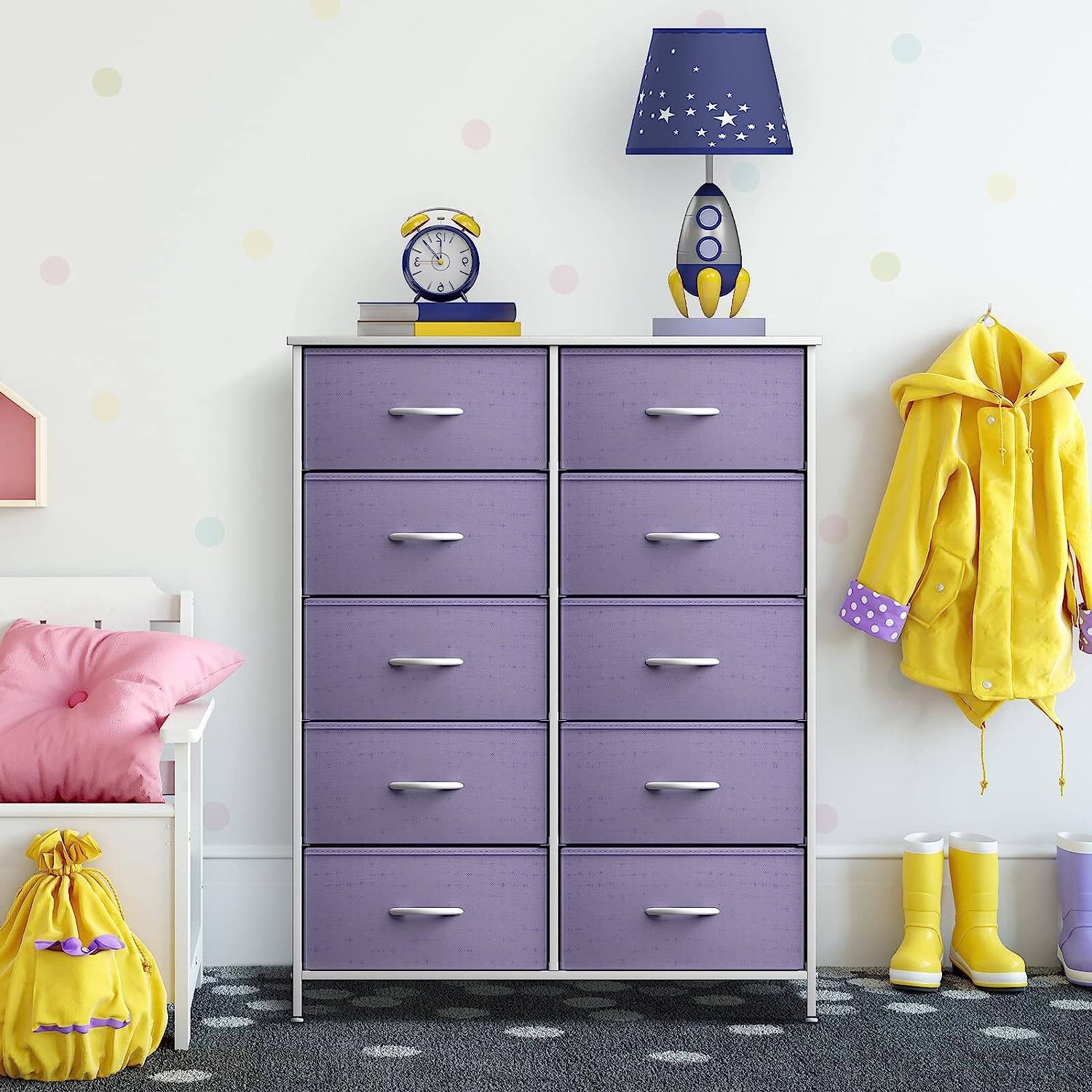 Alt View 5. Sorbus - Sorbus Dresser with 10 Drawers - Storage Unit Organizer Chest for Clothes - Bedroom, Room, Nursery, & Closet - Purple.