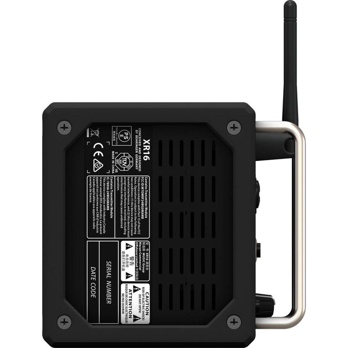 - BY EPS CONCEIVED
- BEHRINGE CE MADE
- AND XR16 S 2 TOV GERMANY DESIGNED
- L J CHINA S
- Seteoos 7693A
- Contains operation interference incept
- This device FCCIDW
- Contains a iSE INTROOMPC transmitter
- Module I device subject agen i Industry received I Canada device
- FCC e Offshore Macao
- MUSIC XR16
- SERIAL
- balimij
- Commercia Graup
- DATE CODE NUMBER
- RISQUE
- DO CHC ATTENTION ON CAUTION
- ELECTRIC SHOCK
- NINANOSVJ3