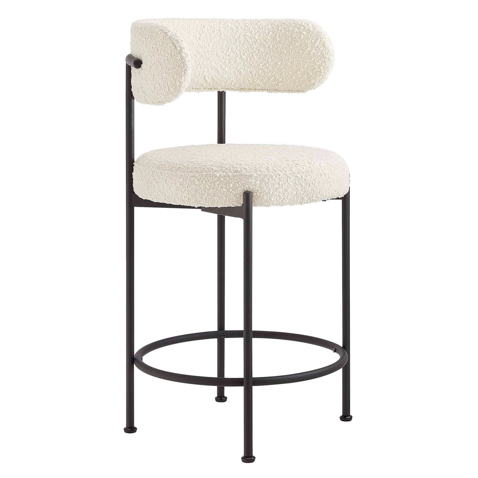 Back. Modway - Albie Boucle Fabric Counter Stools Set of 2 by Modway - 0.