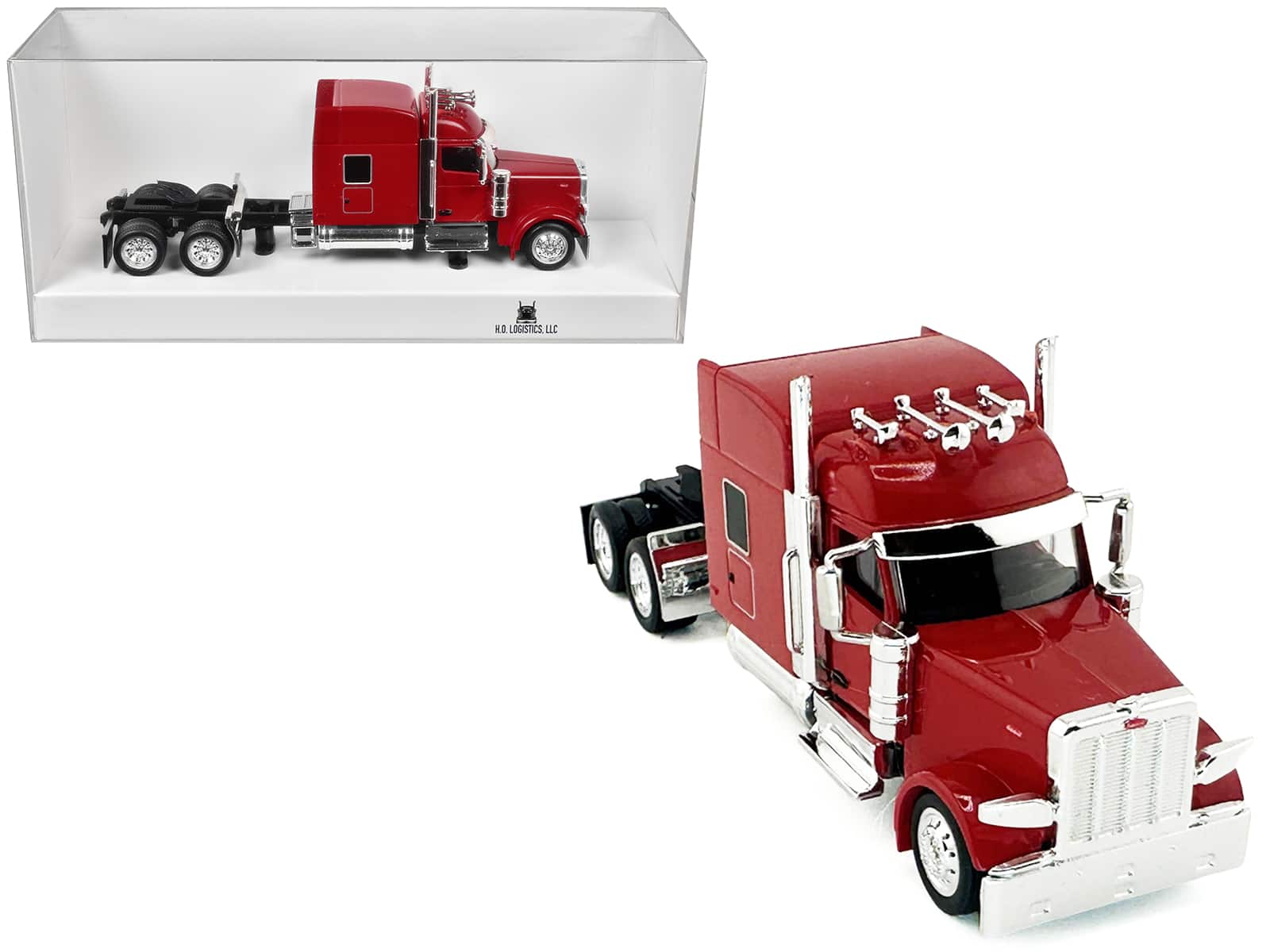 HO Logistics Replicas - Peterbilt 589 with Stand Up Sleeper Cab 1/87 (HO) Plastic Model Car by HO Logistics - Red