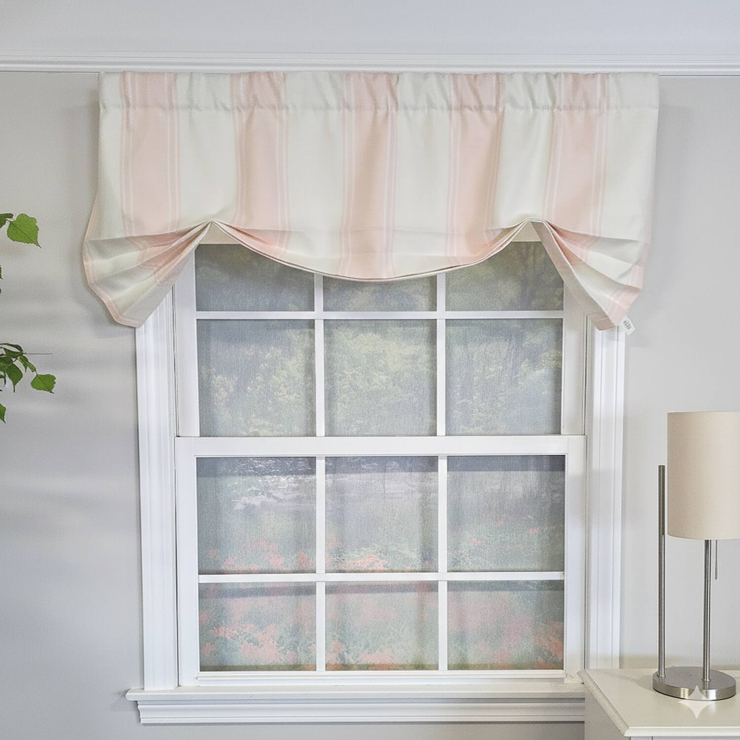 Angle. RLF Home - RLF Home Faded Stripe Regal 100% Cotton Rod Pocket Lined  Window Valance 50" x 17" Pink - Pink.
